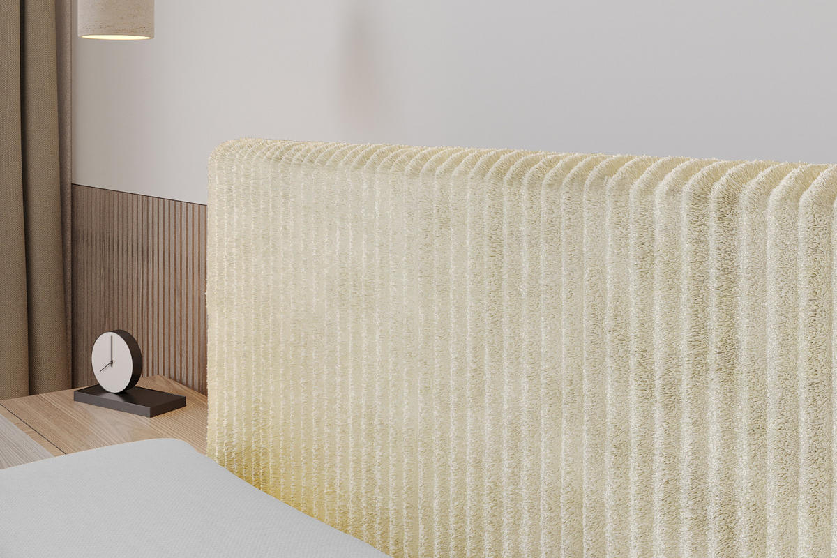 BOXSPRINGBETT mit Matratze H3|H4 und Lattenrost - TOLO KING 140x200 Cord - Creme - Champagner, Holzwerkstoff (140/200cm) - ALTDECOR