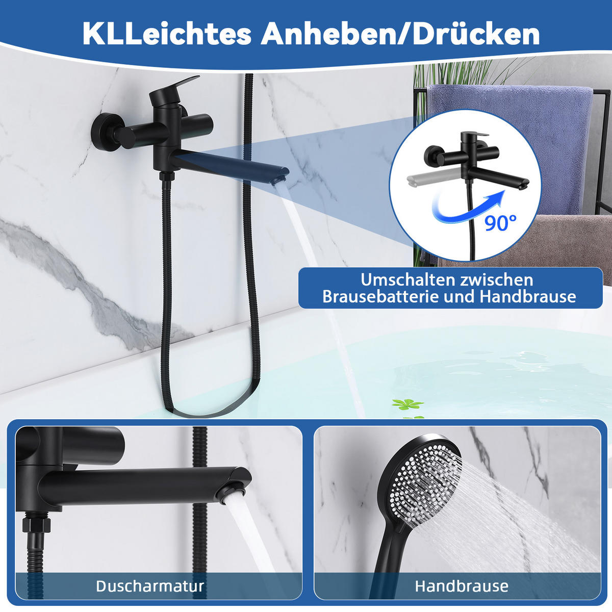 BRAUSESET Wellis 15/12.8/21.5 cm - Schwarz, Metall (15/12.8/21.5cm) - ZMH