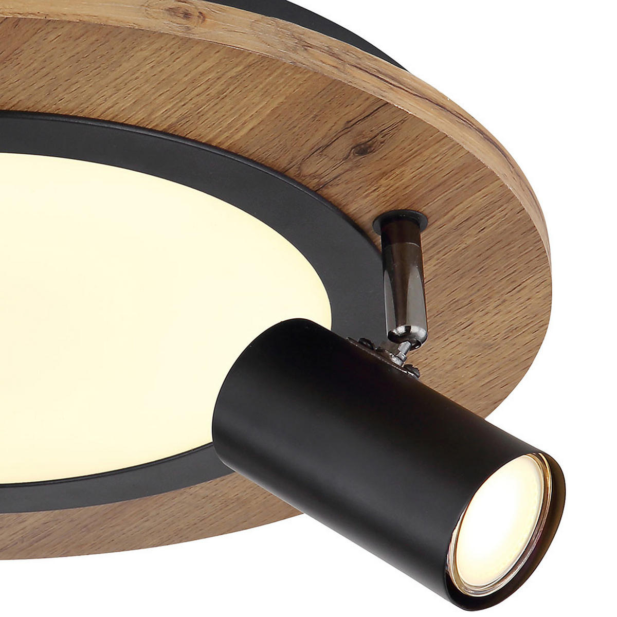 LED DECKENLEUCHTE Holzoptik Schwarz - Schwarz, Metall (40/40/18cm) - Globo Lighting