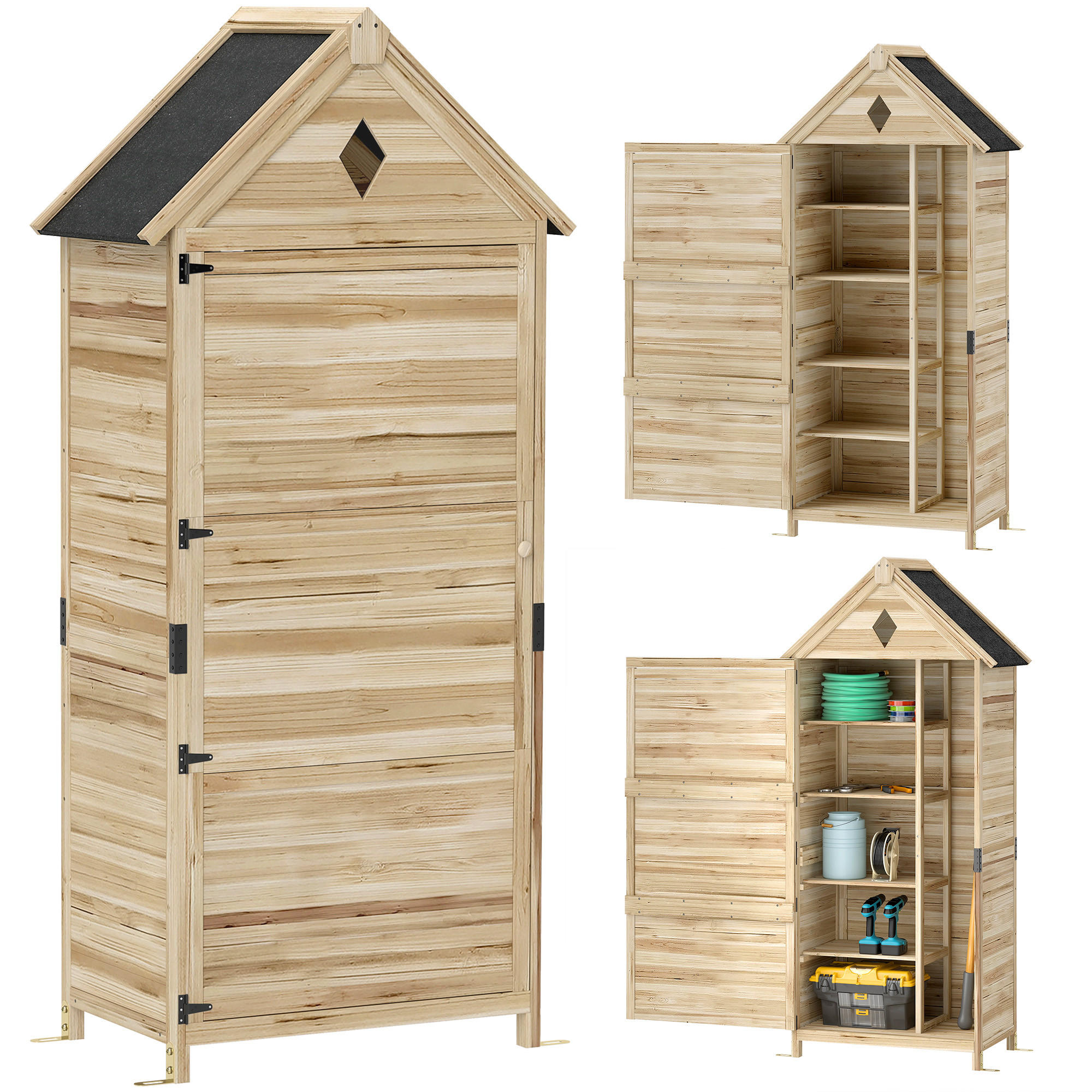 GARTENSCHUPPEN DE-09234 Hellbraun - Naturfarben, Holz (49/170/80cm) - ComfortXL