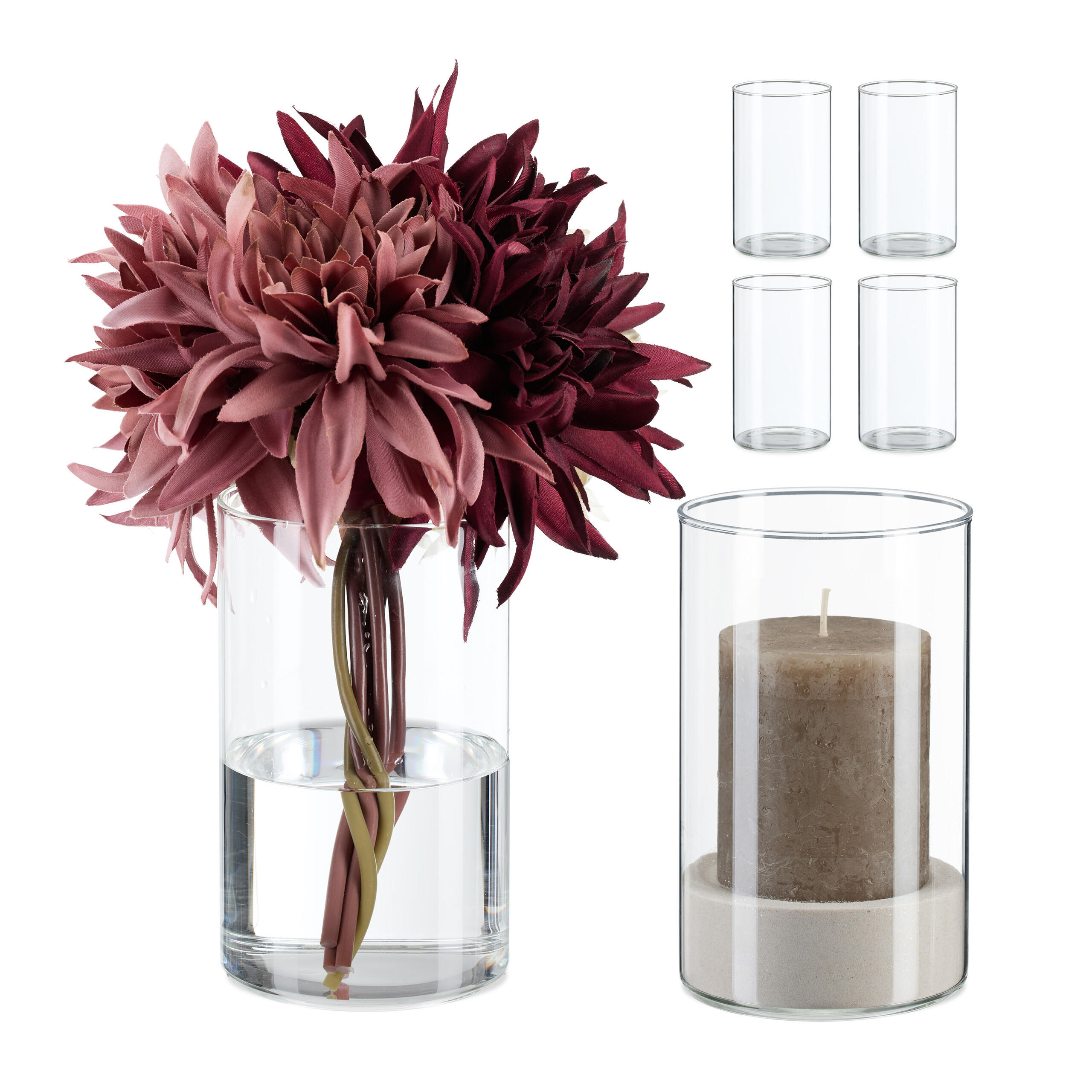VASEN-SET - Transparent, Glas (9.5/15cm) - Relaxdays