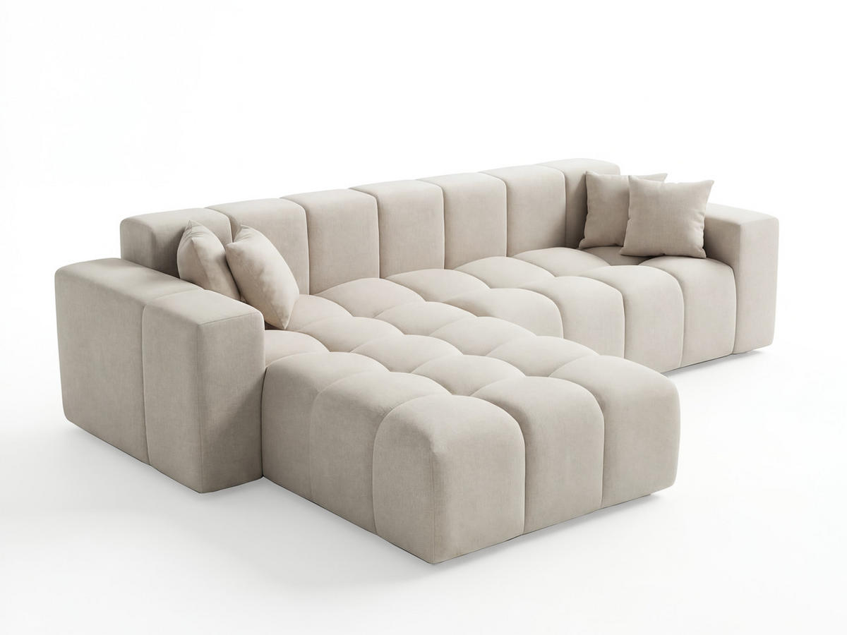 ECKSOFA Loopo Beige Links - Beige, Holz/Textil (265/180cm) - Graingold