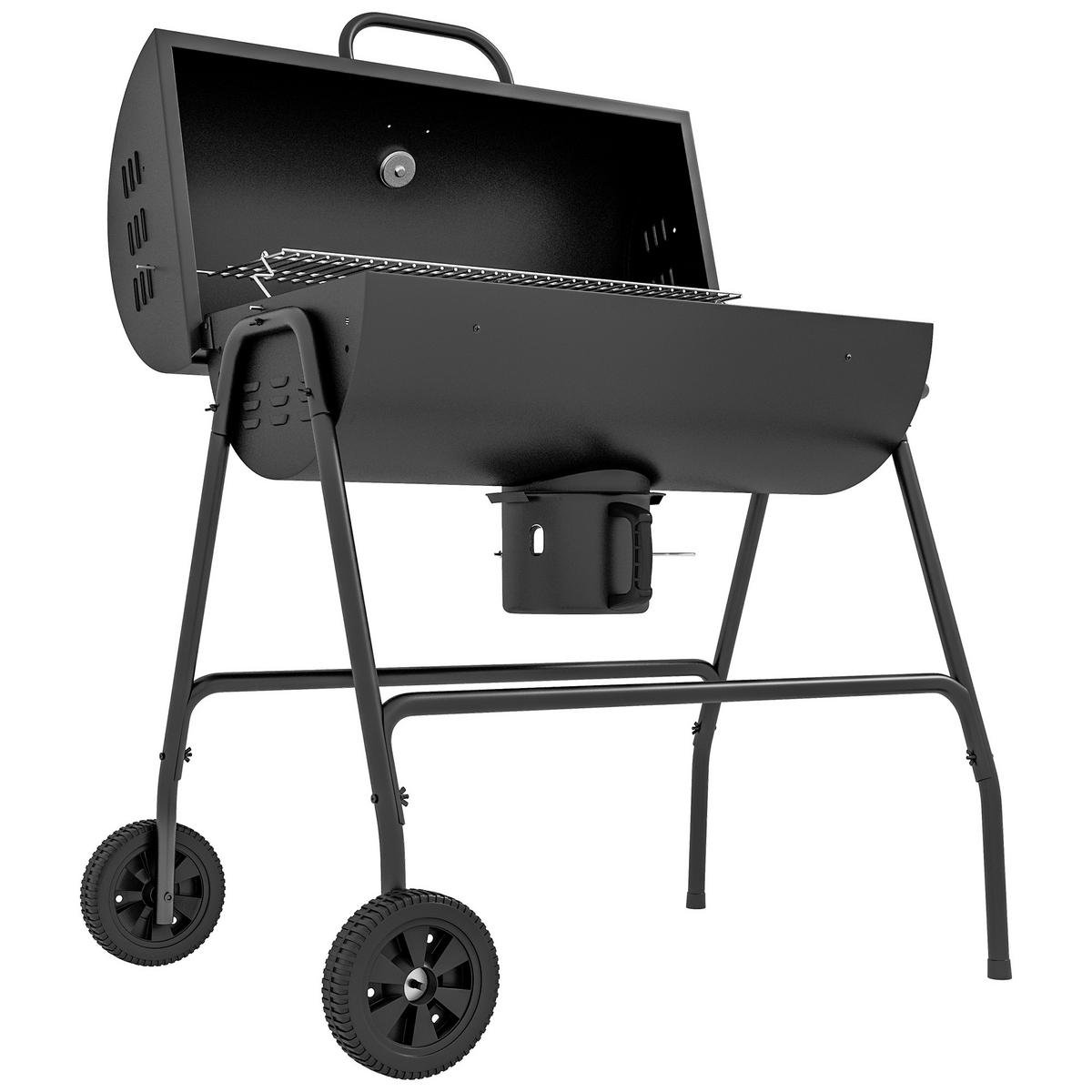 HOLZKOHLEGRILL DE-10316 Smoker mit Deckel & Thermometer Schwarz - Schwarz, Metall (71.5/102/95cm) - ComfortXL