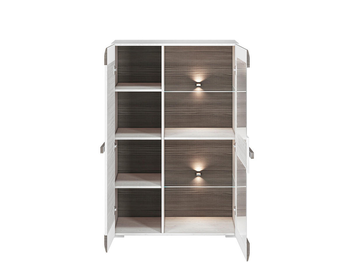 VITRINE – 92 cm – Blanco – Grau / Kieferfarben - Grau/Kieferfarben, Holzwerkstoff (92/140/42cm) - hi-markt
