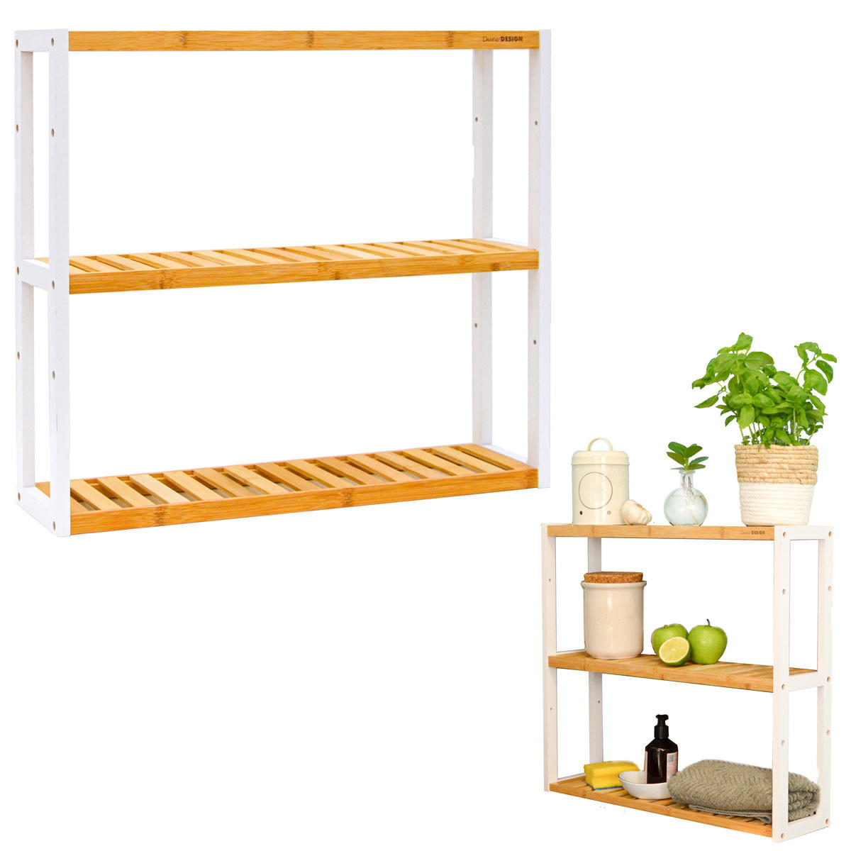 BAMBUS-WANDREGAL 60x54x15 cm - Braun, Holz (60/54/60cm) - Dunedesign