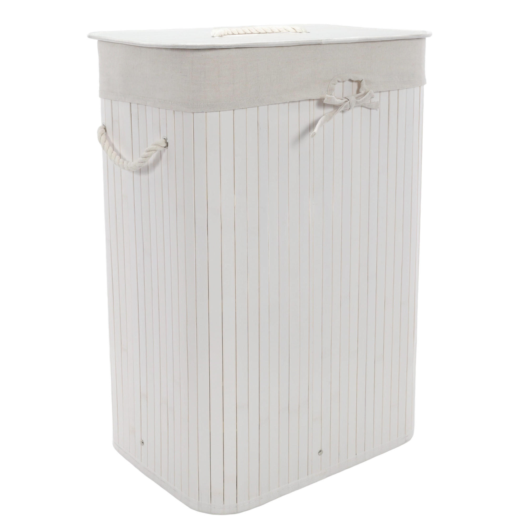 WÄSCHKORB Bambus Zora 72 l - Weiß, Naturmaterialien (30/60/40cm) - NUXIO