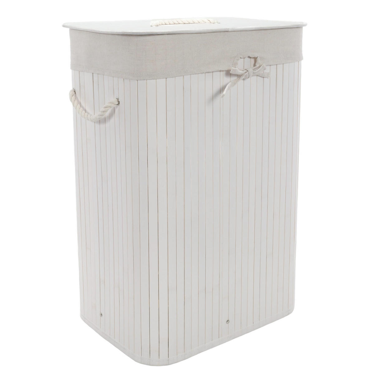 WÄSCHKORB Bambus Zora 72 l - Weiß, Naturmaterialien (30/60/40cm) - NUXIO