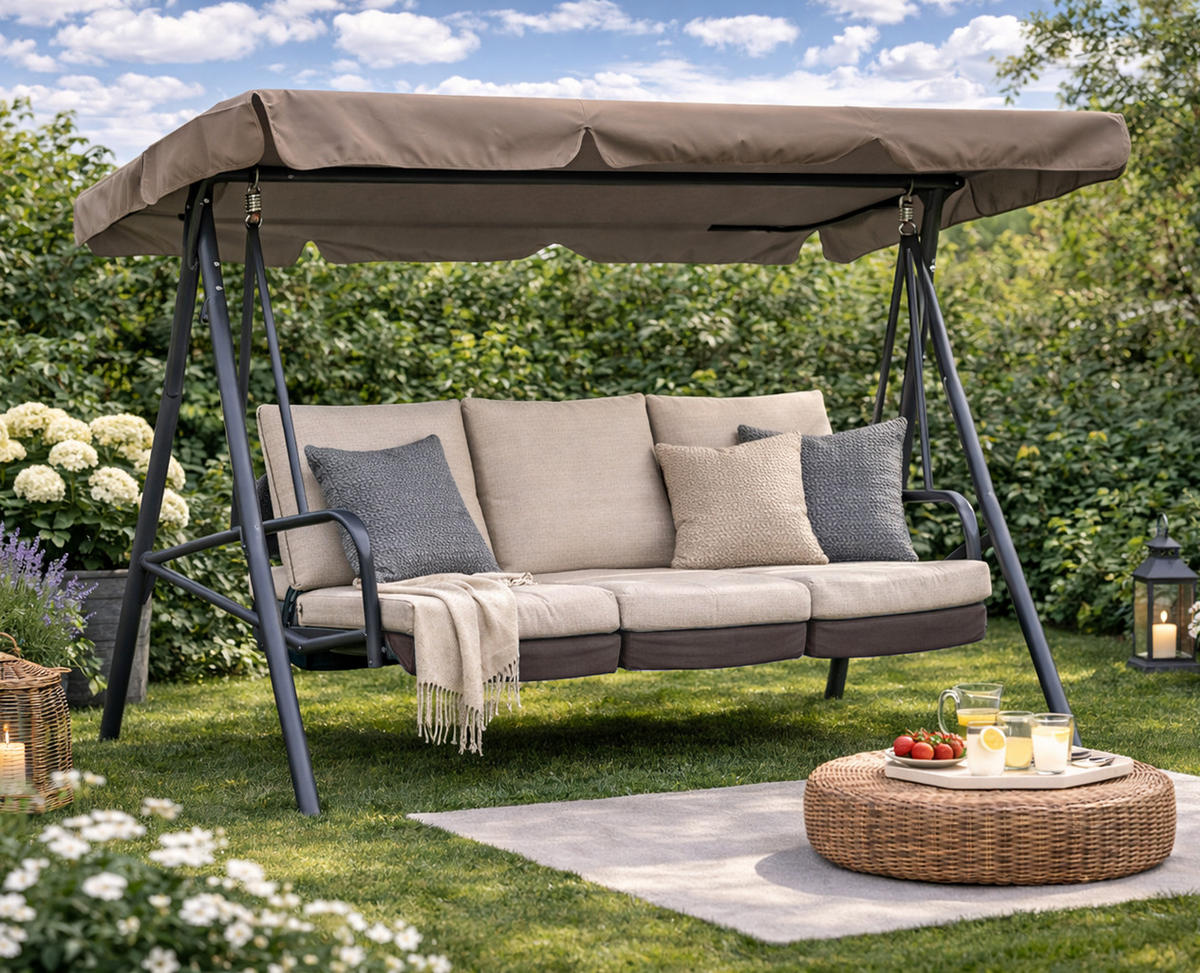 ERSATZDACH Hollywoodschaukel 145x200 cm Taupe - Taupe, Textil (145/18/200cm) - QUICK STAR