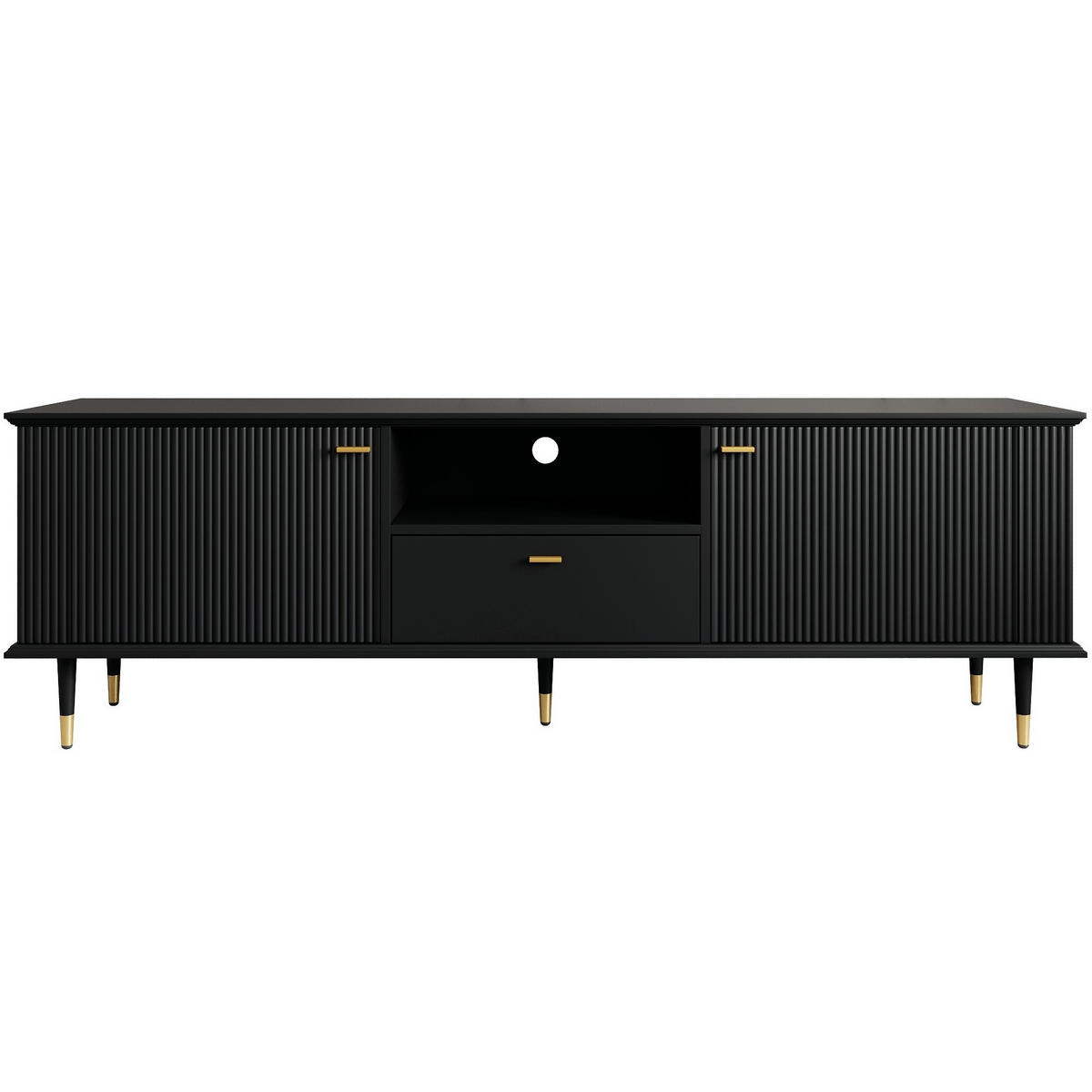 TV-LOWBOARD 170/36/54 cm schwarz aus MDF mit Soft-Close - Schwarz, Holzwerkstoff (36/54/170cm) - OKWISH