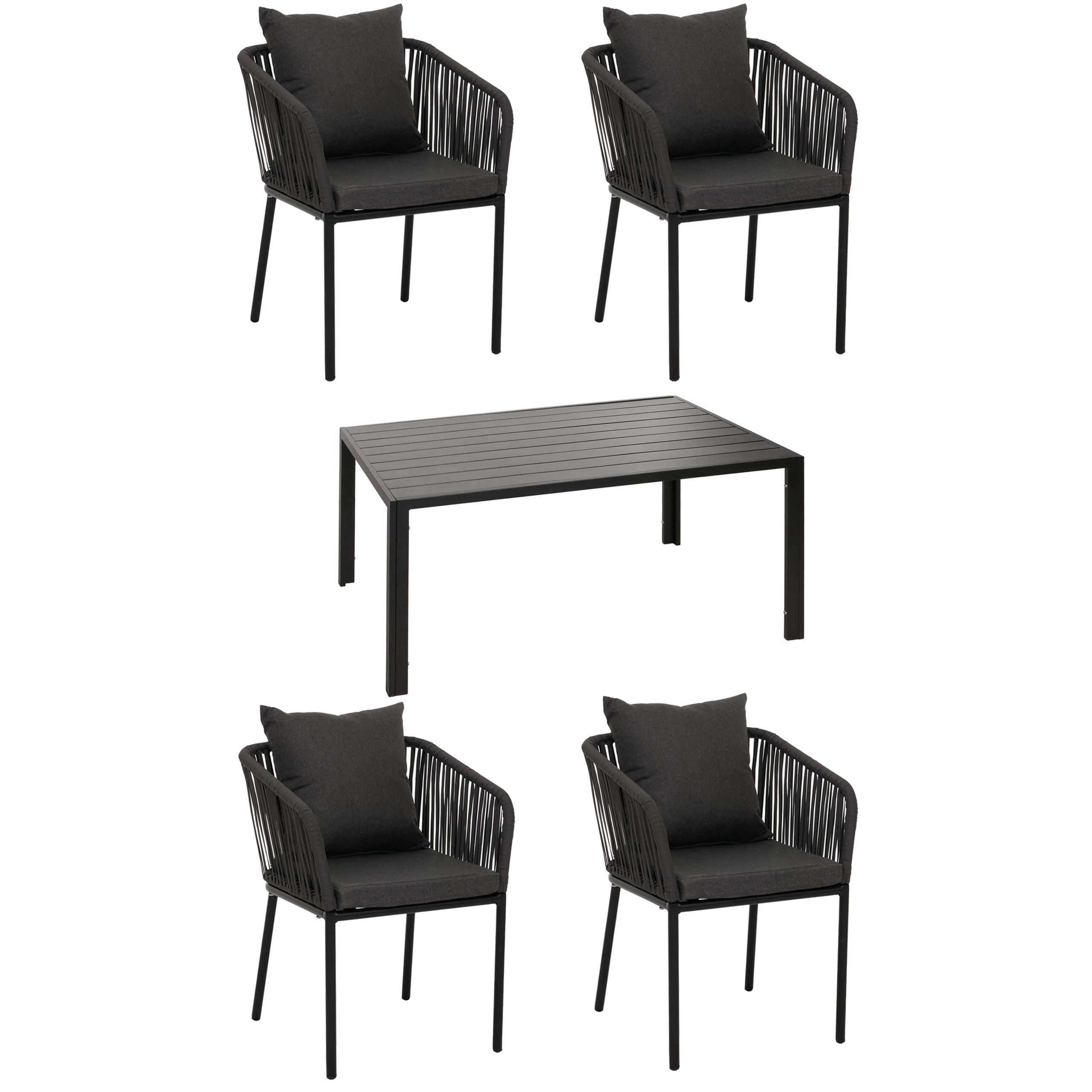 GARTENGARNITUR Tisch+4xStuhl Anthrazit Dunkelgrau - Anthrazit, Metall - PROREGAL