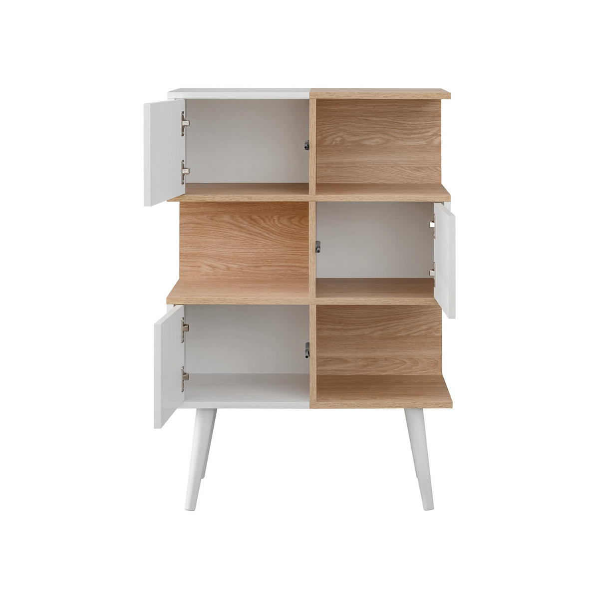 SIDEBOARD FORIO, 3 Türen, 6 Fächern, Eiche/Arktik Weiß - Eichefarben/Weiß, Holz/Holzwerkstoff (70/102/35cm) - Komodee