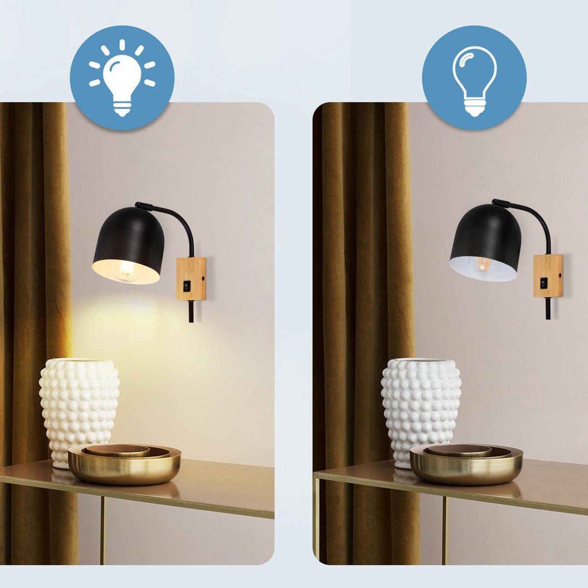 WANDLEUCHTE Panorama 21.7/20.5/12.3 cm - Schwarz, Metall (20.5/12.3/21.7cm) - ZMH