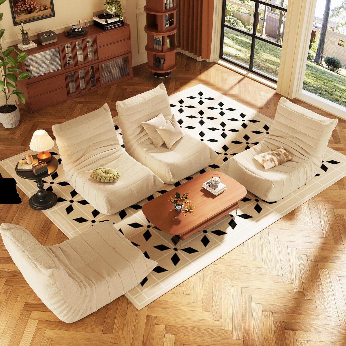 SITZSACKSOFA 110/85/79 cm Beige mit Rückenlehne - Beige, Textil (85/79/110cm) - MIVRAY