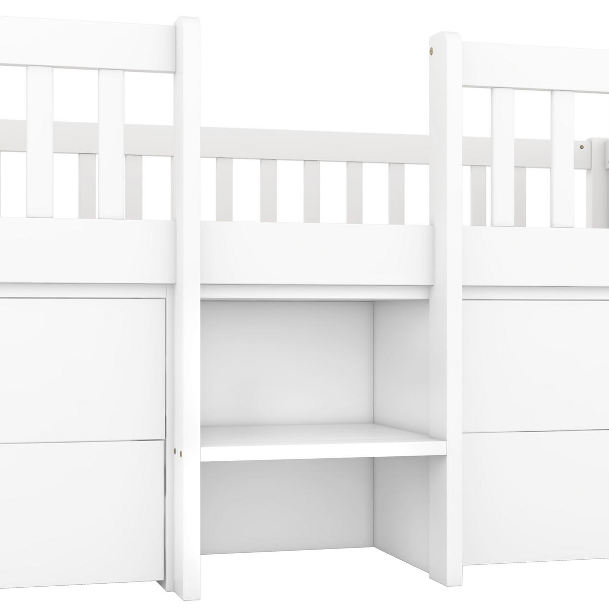 HOCHBETT 90/200 cm weiß mit 4 Schubladen und Sicherheitsgeländer - Weiß, Holz (90/200cm) - OKWISH