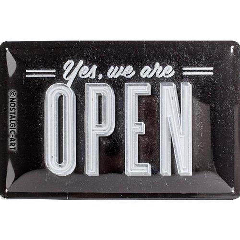 BLECHSCHILD 20/30 cm Achtung Yes, we are Open - Multicolor, Metall (30/20/0.2cm) - Nostalgic-Art