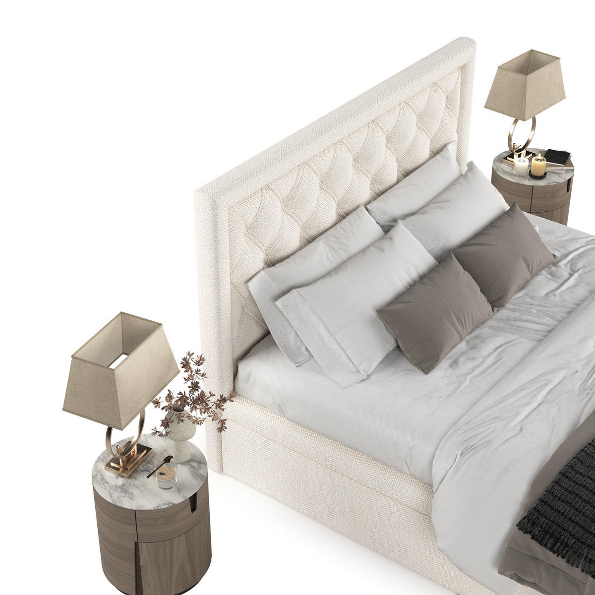 POLSTERBETT Nicobar mit Stauraum 180/200 cm Creme im Alta Stoff - Creme/Schwarz, Holz/Holzwerkstoff (180/200cm) - AltaBeds