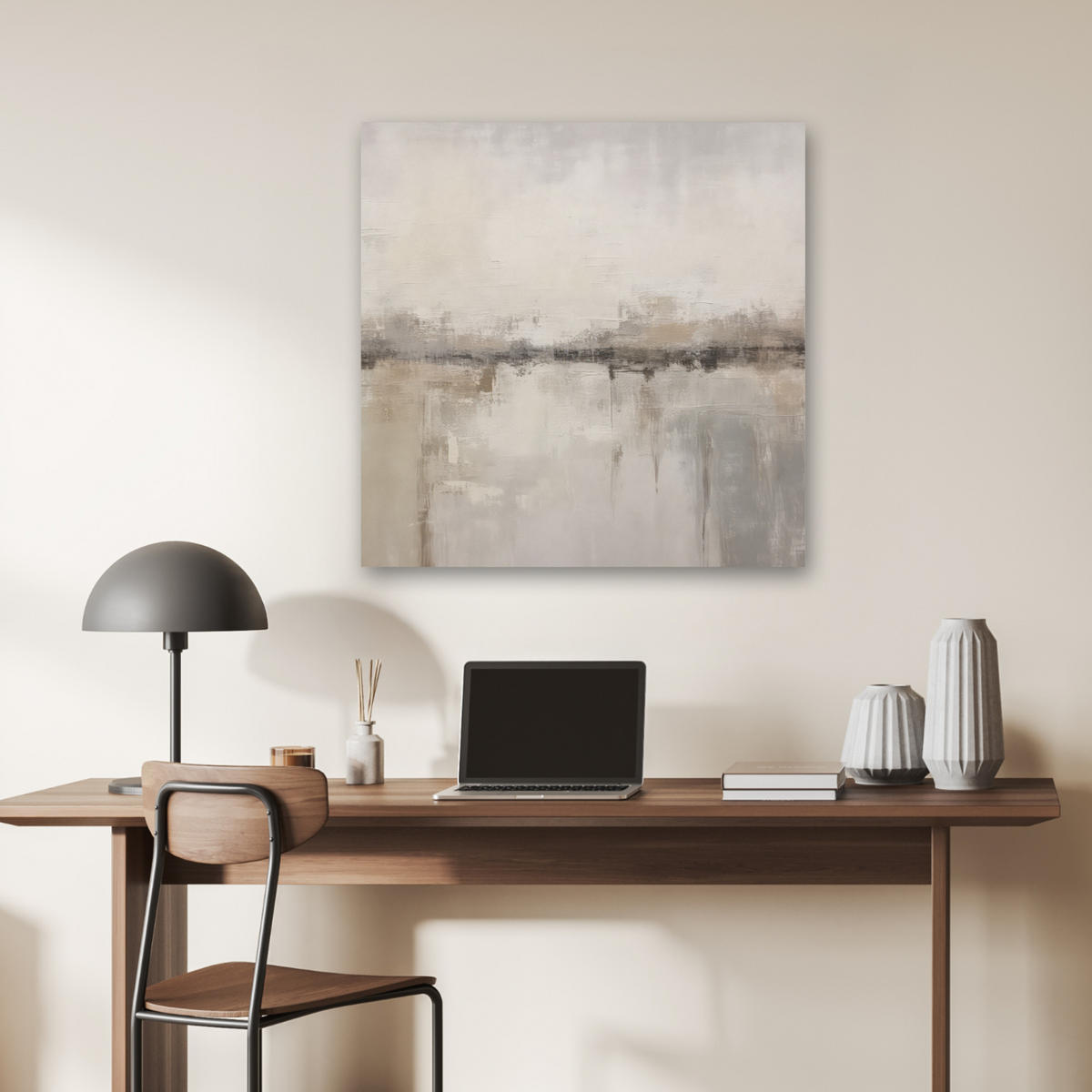 AKUSTIKBILD Moderne Kunst - Abstrakt - Beige Akustikpaneele 80x80 cm - Beige, Kunststoff (80/80/0.9cm) - MuchoWow