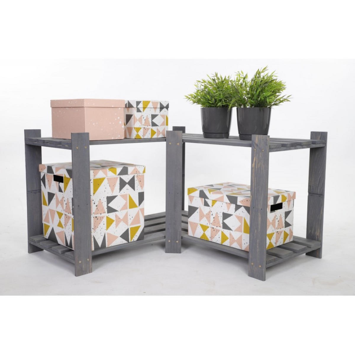 ECKREGAL PINEPEAK 50x85x38cm 2 Fachboden 1,2cm dickes Kiefernholz Grau - Grau, Holz (85/50/38cm) - PROREGAL