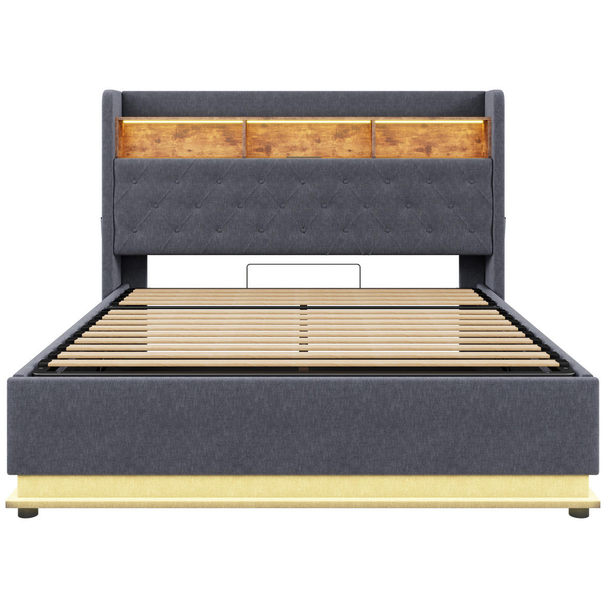 POLSTERBETT mit LED, USB und Stauraum 160x200 cm Grau - Grau, Metall (160/200cm) - Meubliv