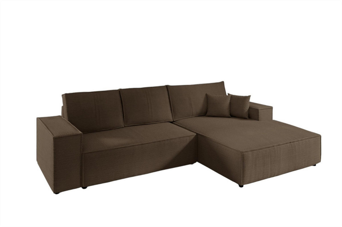 ECKSOFA Corunia In Poso - Braun, Holzwerkstoff/Textil (294/185cm) - Fun Möbel