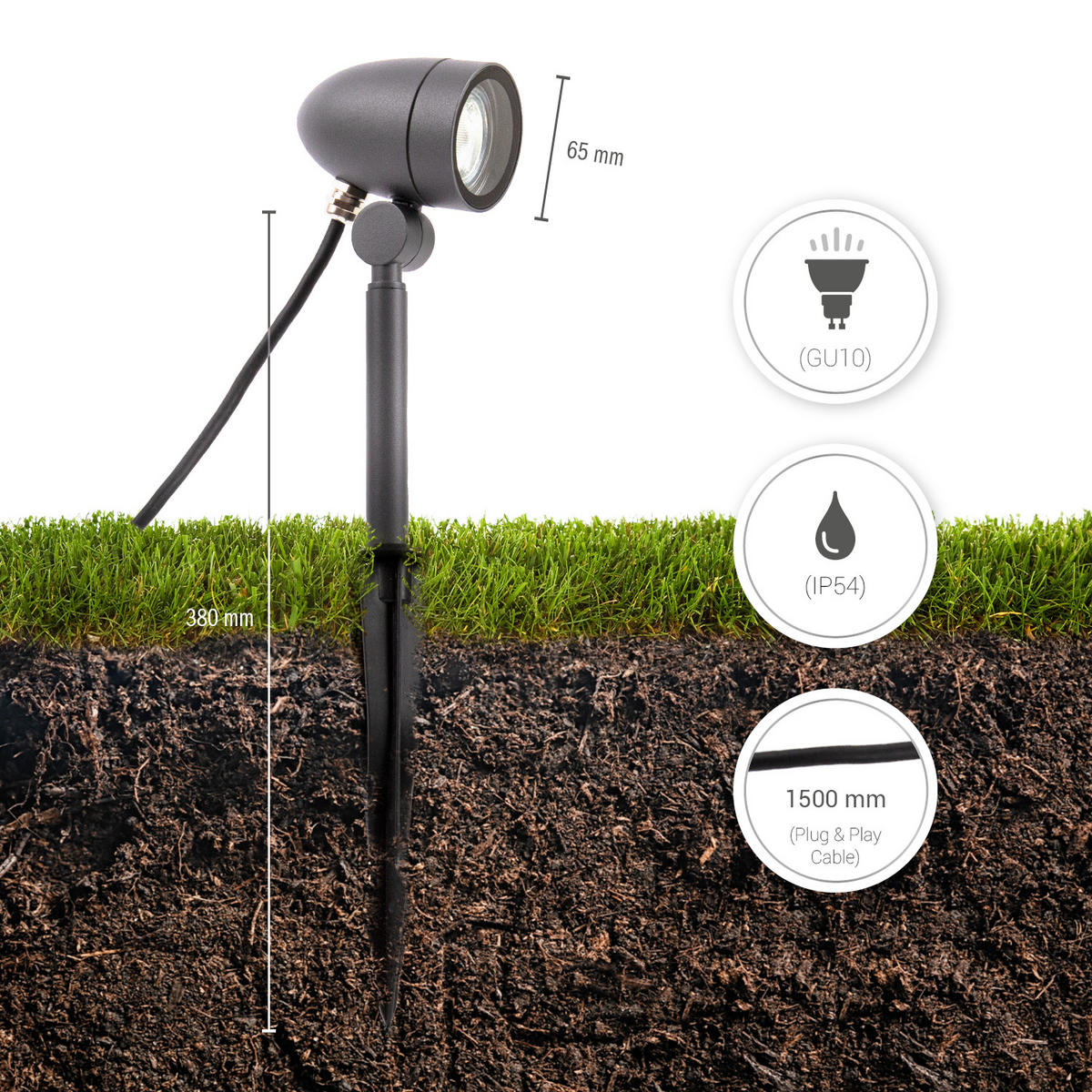 AUSSENLEUCHTE Luspo - Anthrazit, Metall (10/6.5/38cm) - Paco Home