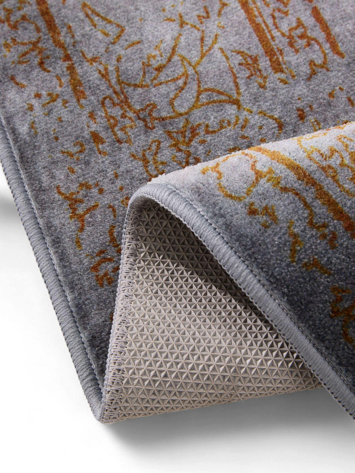 VINTAGE-LÄUFER Miray waschbar 80/240 cm - Orange/Grau, Kunststoff (80/240cm) - benuta Nest