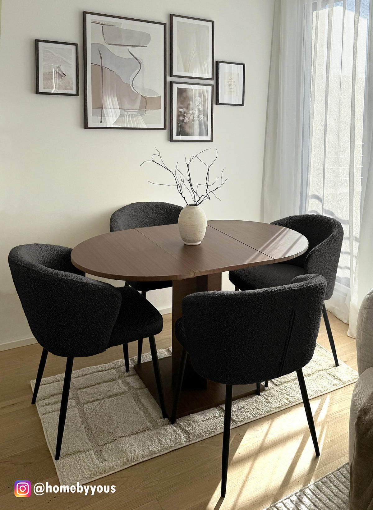 POLSTERSTUHL - 2er-Set - Bouclé / Eisen - Schwarz, Textil/Metall (57/80/60cm) - home24
