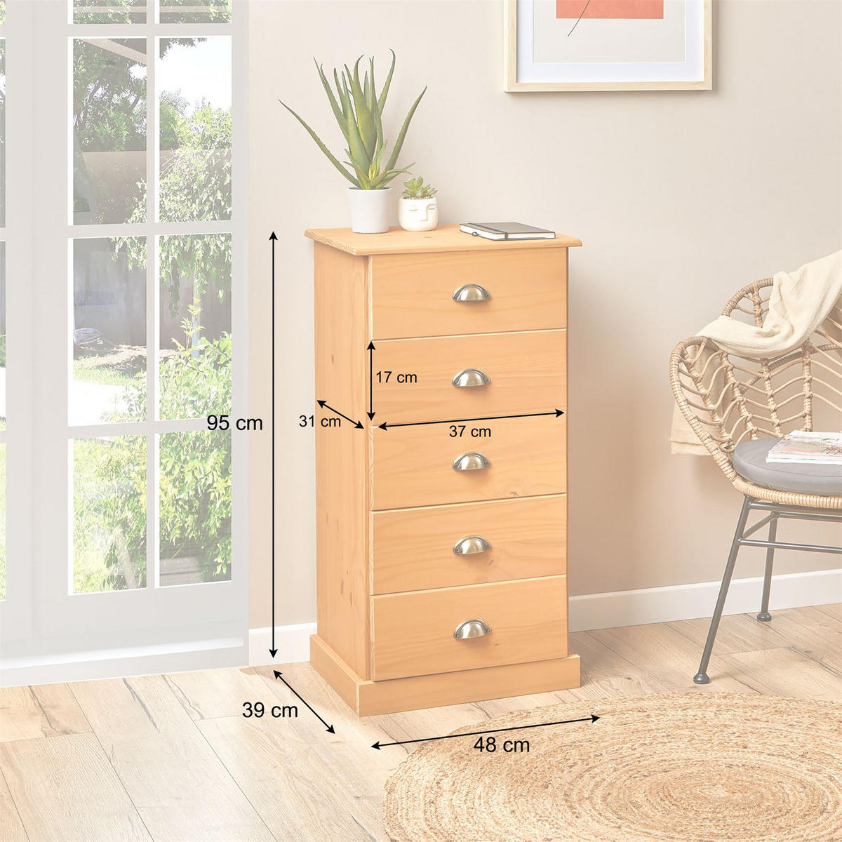 KOMMODE PARIS braun - Braun, Holz (48/95/39cm) - IDIMEX