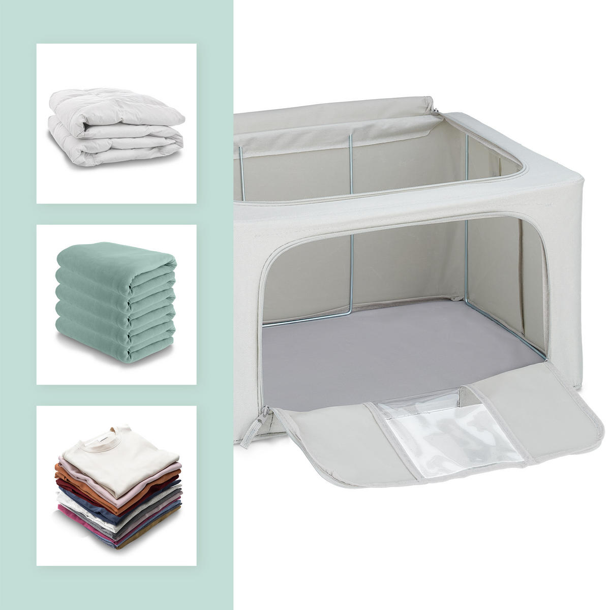 SÚPRAVA na uskladnenie - sivá, kov/textil - Relaxdays