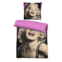 BETTWÄSCHE-GARNITUR Mikrofaser Marilyn Monroe Pink natur, 135x200 cm + 80x80 cm - Naturfarben, Textil (135/200cm) - SID Maurer