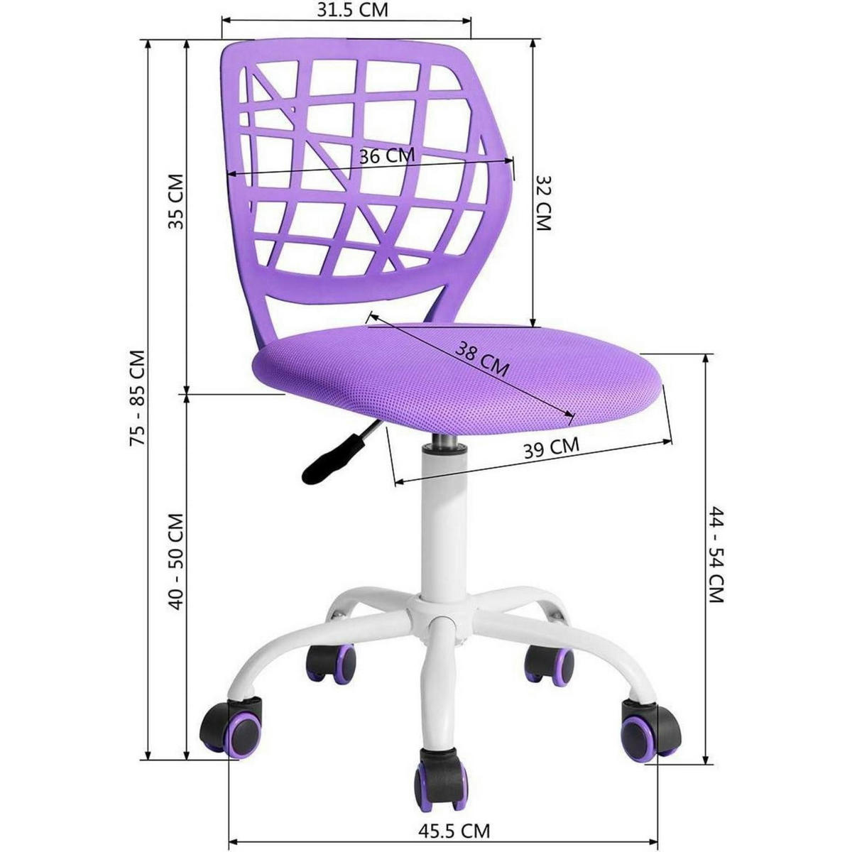 BÜROSTUHL höhenverstellbar ohne Armlehne Lila - Lila, Textil (45.5/75/31.5cm)