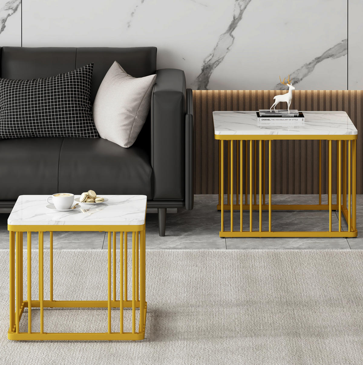 COUCHTISCH aus MDF 60x60x45 & 45x45x40 cm in Weiß - Weiß, Holzwerkstoff (60/60/45cm) - Modfu