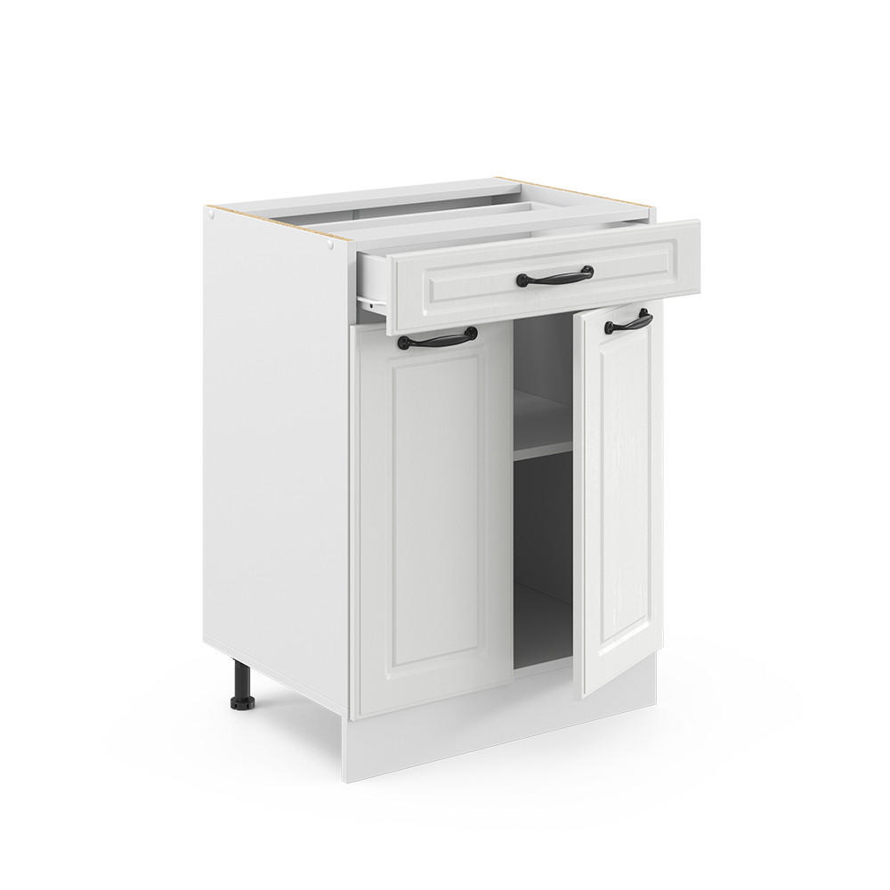 KÜCHENUNTERSCHRANK R-Line Weiß Landhaus 60 cm mit Schublade, ohne AP - Creme/Weiß, Holzwerkstoff (60/81.6/46cm) - Vicco