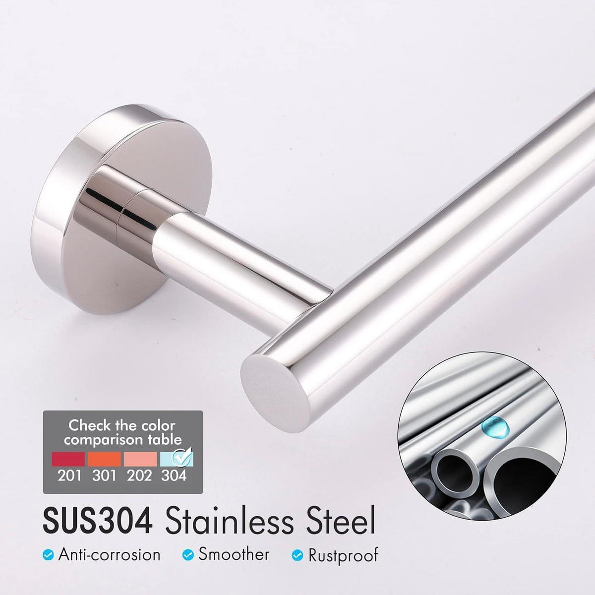 HANDTUCHSTANGE Edelstahl poliert 45 cm - Silberfarben, Metall (14/45.7/2.5cm)