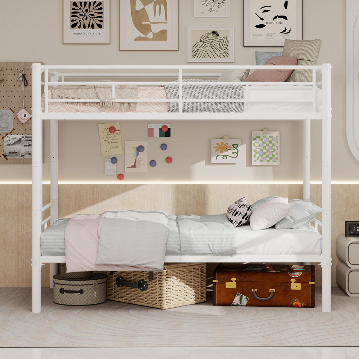 ETAGENBETT Metall Twin über Twin - Weiß, Metall (98/197cm) - ComfortXL