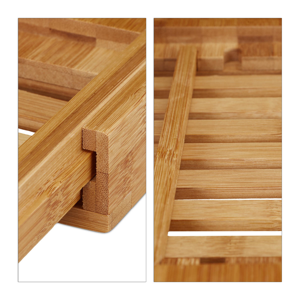 BADEWANNENABLAGE - Hellbraun, Holz/Textil (105/18/23.5cm) - Relaxdays