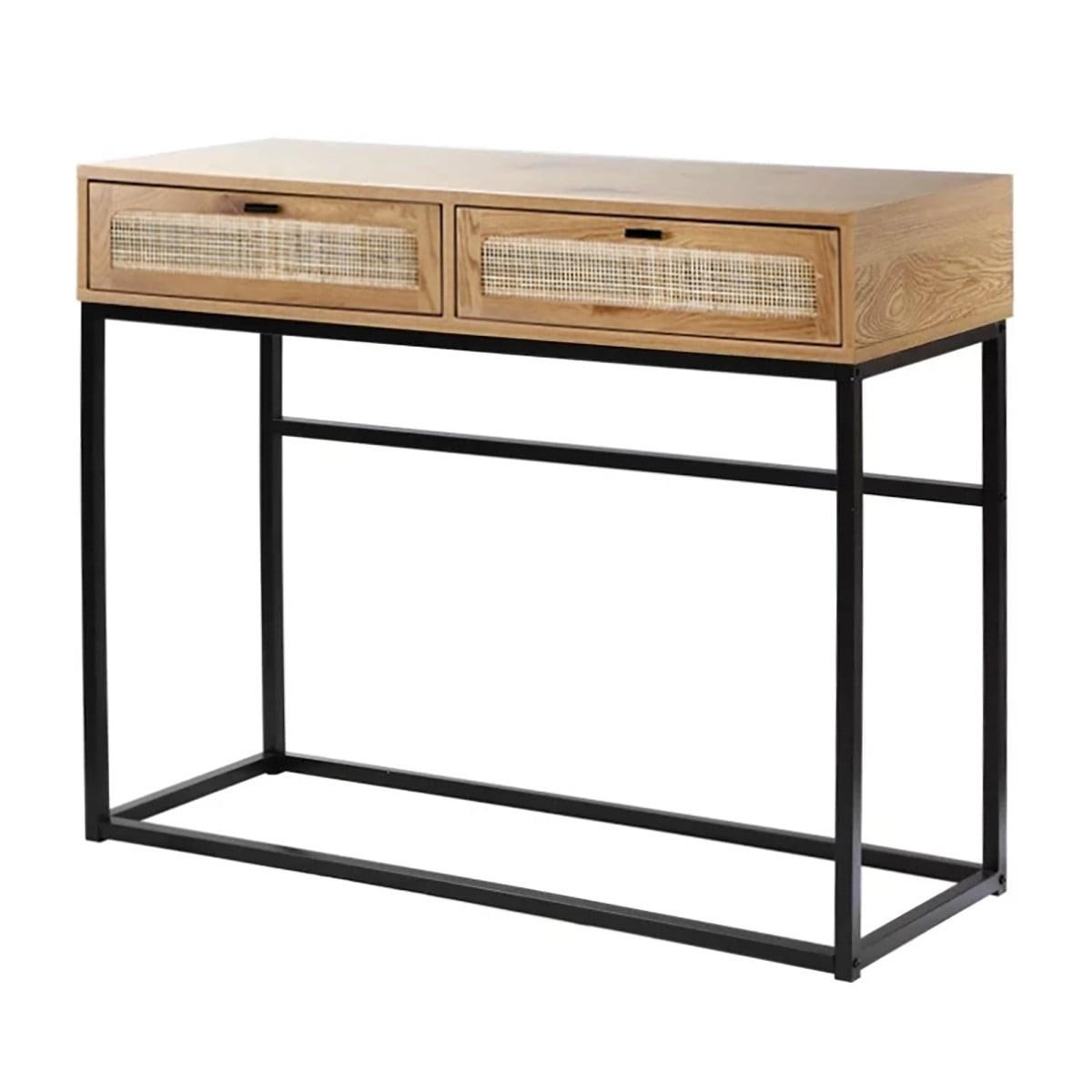 KONSOLE aus Rattan mit 2 Schubladen - L100cm - Apfelbaumfarben, Holzwerkstoff (100/35/80cm) - Calicosy