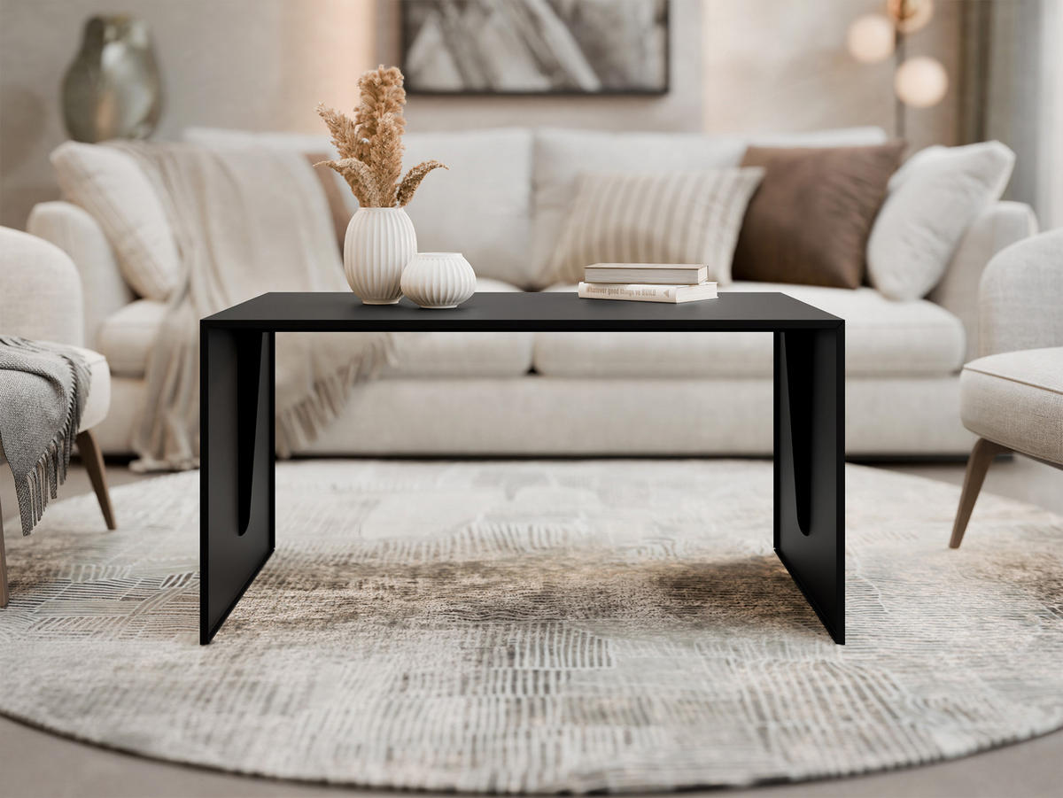 METALL-COUCHTISCH Mocca 4 - Schwarz, Holzwerkstoff/Metall (60/100/50cm) - MIRJAN24