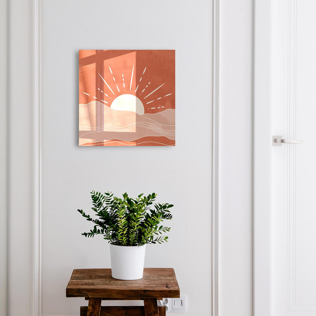 SCHLÜSSELBOX Weiß 30x30 cm – Türöffnung nach rechts - Orangefarbene Morgendämmerung - Orange, Metall (30/30/5cm) - TULUP