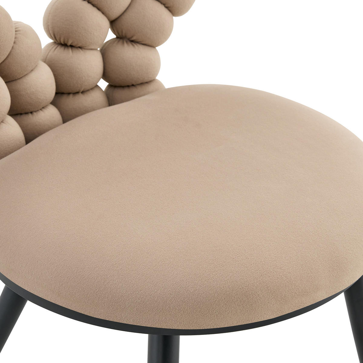 STUHL-SET DE-36761 2 Stück mit herzförmiger Kugelketten-Rückenlehne Camelfarben - Sandfarben, Metall (54/81/44cm) - ComfortXL