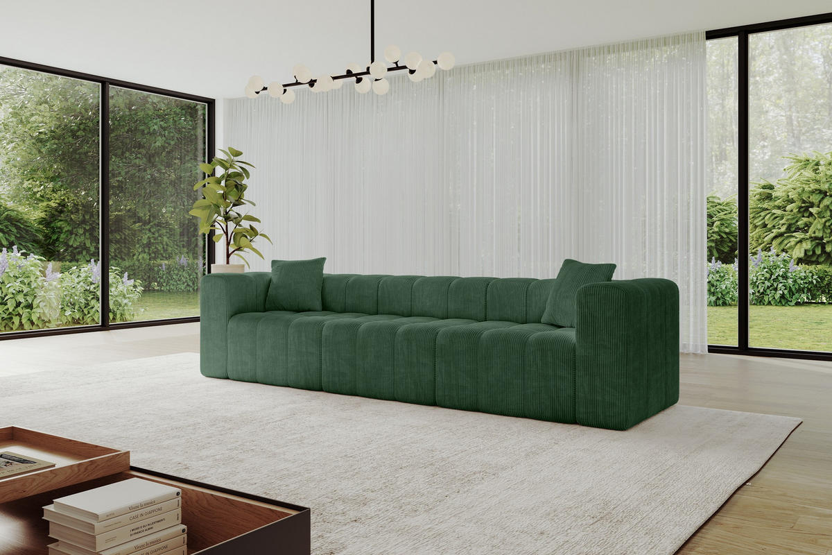 POHOVKA 3-MÍSTNÁ DONY-3 315x90x71 cm Zelená Manšestr - černá/zelená barva, kompozitní dřevo/textil (315/71/90cm) - ALTDECOR