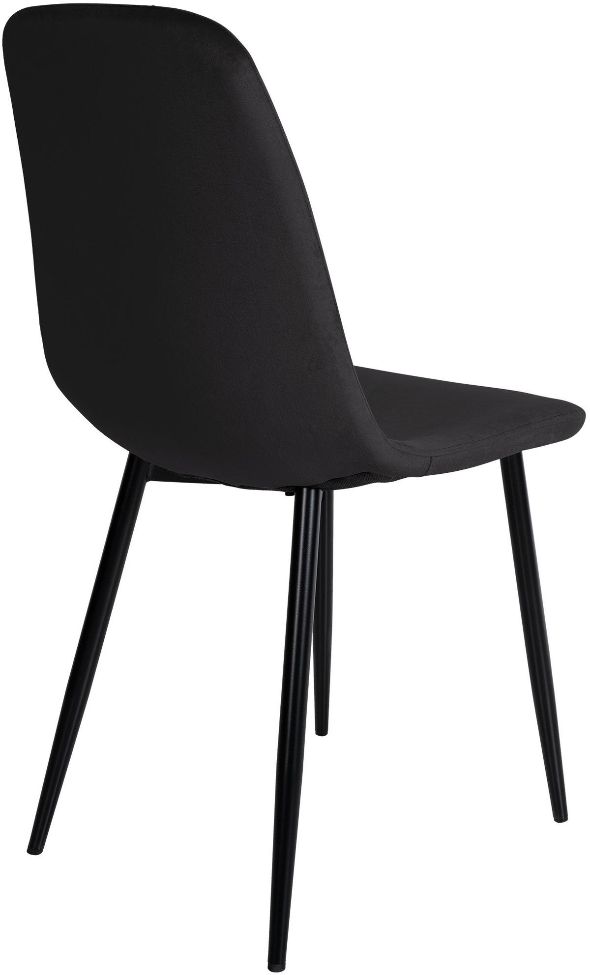 STUHL 4er Set Samt Schwarz - Schwarz, Textil/Metall (44/88/51cm) - CLP