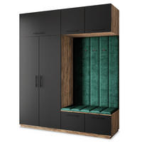 GARDEROBENSCHRANK REMA 200/240/60 cm Modern Garderobe-Set Eiche Lefkas - Eichefarben/Schwarz, Holzwerkstoff (200/240/60cm) - MASSENO