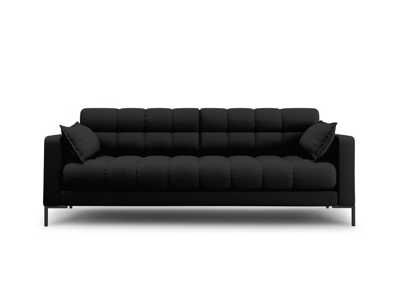 SOFA Mamaia aus strukturiertem Stoff schwarz 3 Sitzplätze - Schwarz, Textil (92/75/177cm) - Micadoni