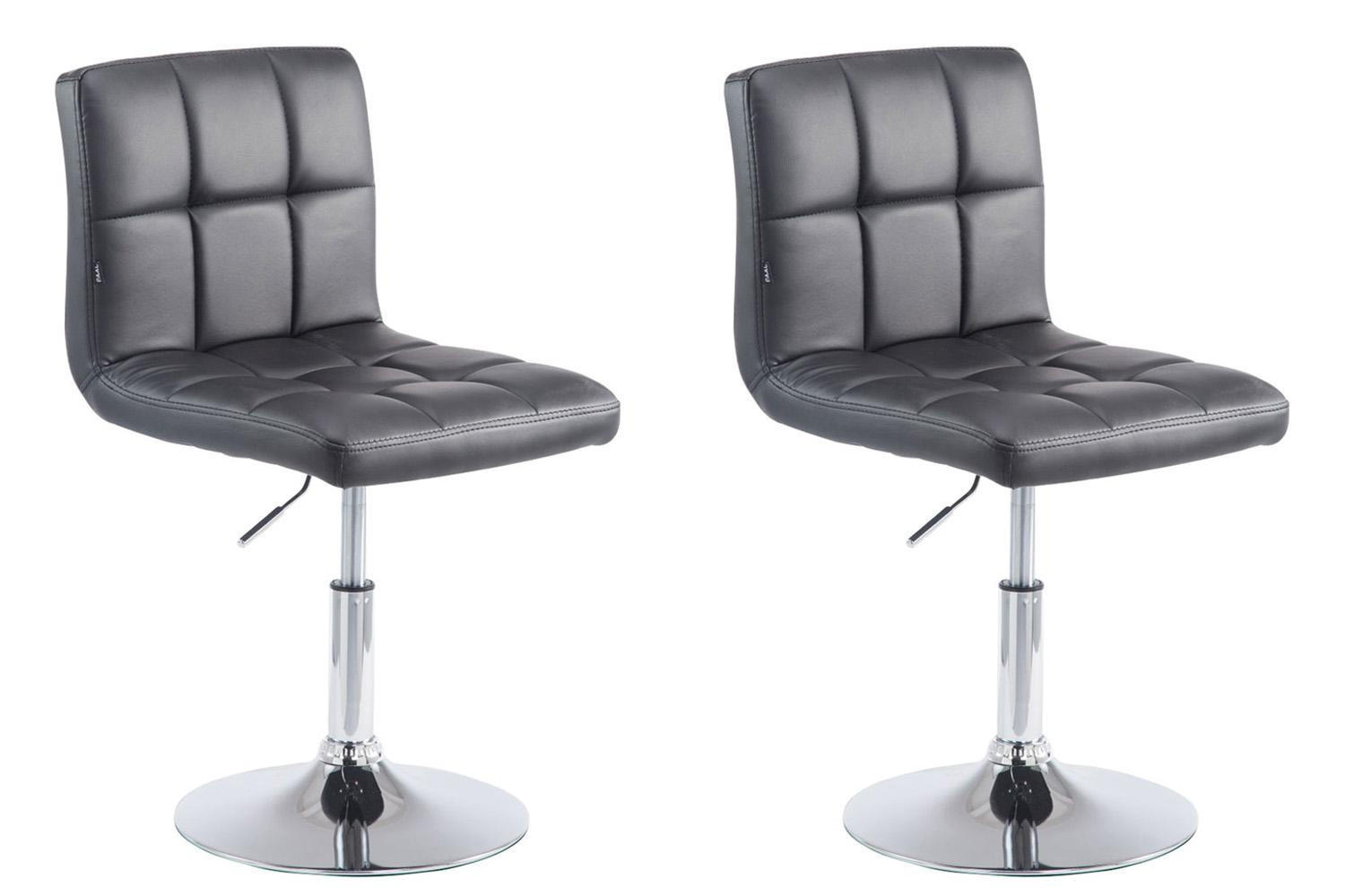 DREHSTUHL 2er Set Lederlook schwarz - Chromfarben/Schwarz, Textil/Metall (44/74/49cm) - CLP