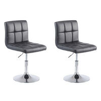 DREHSTUHL 2er Set Lederlook schwarz - Chromfarben/Schwarz, Textil/Metall (44/74/49cm) - CLP
