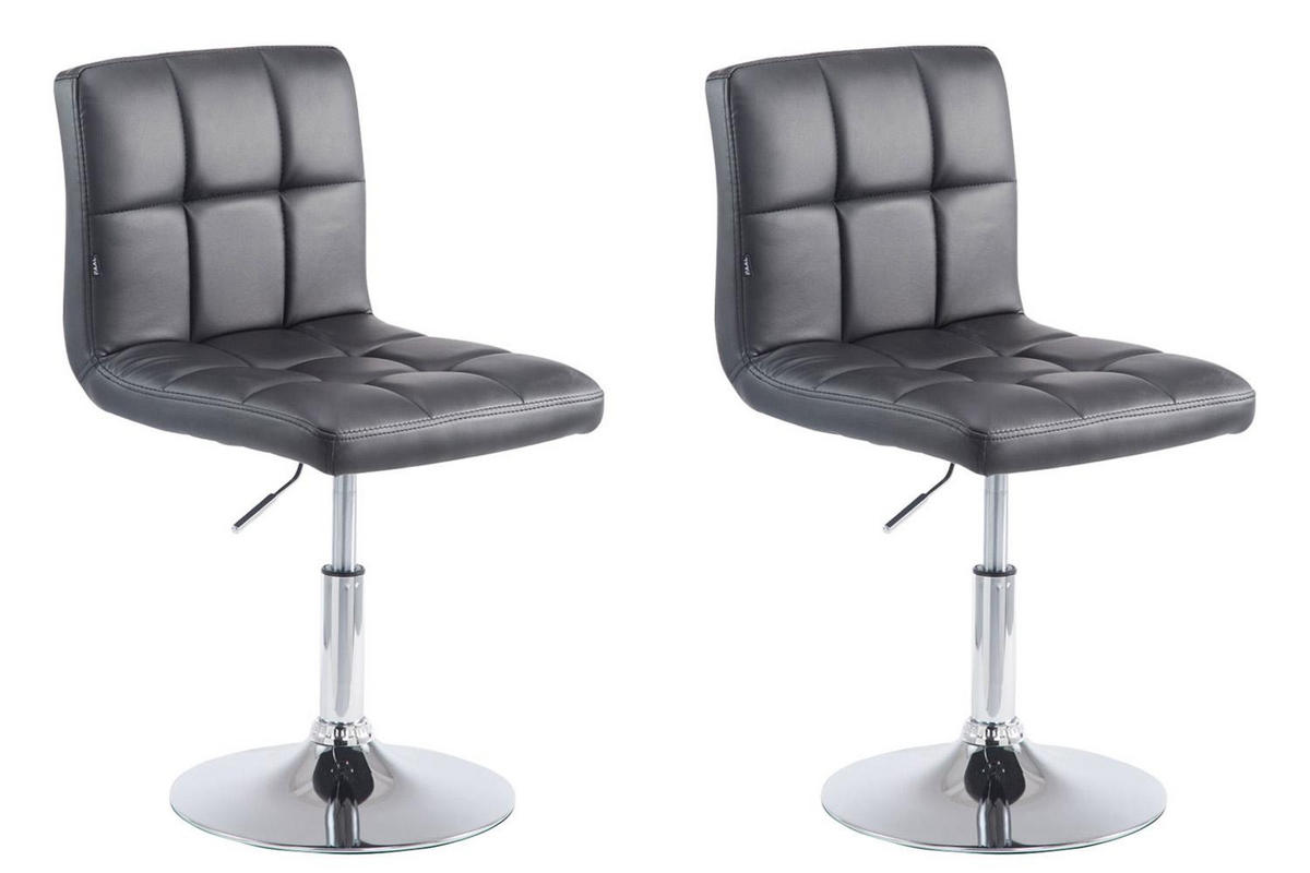 DREHSTUHL 2er Set Lederlook schwarz - Chromfarben/Schwarz, Textil/Metall (44/74/49cm) - CLP