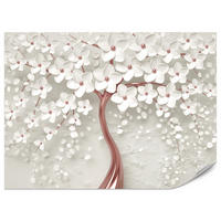 FOTOTAPETE für Schlafzimmer Perlmutt Blumen Abstract Baum 250x175 - Beige/Rosa, Papier (250/175cm) - Muralo