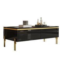 COUCHTISCH 100/50/36 cm mit doppelseitigen Schubladen, Hochglanz-Oberfläche und Metallbeinen, Schwarz - Schwarz, Holzwerkstoff (100/50/36cm) - Redom