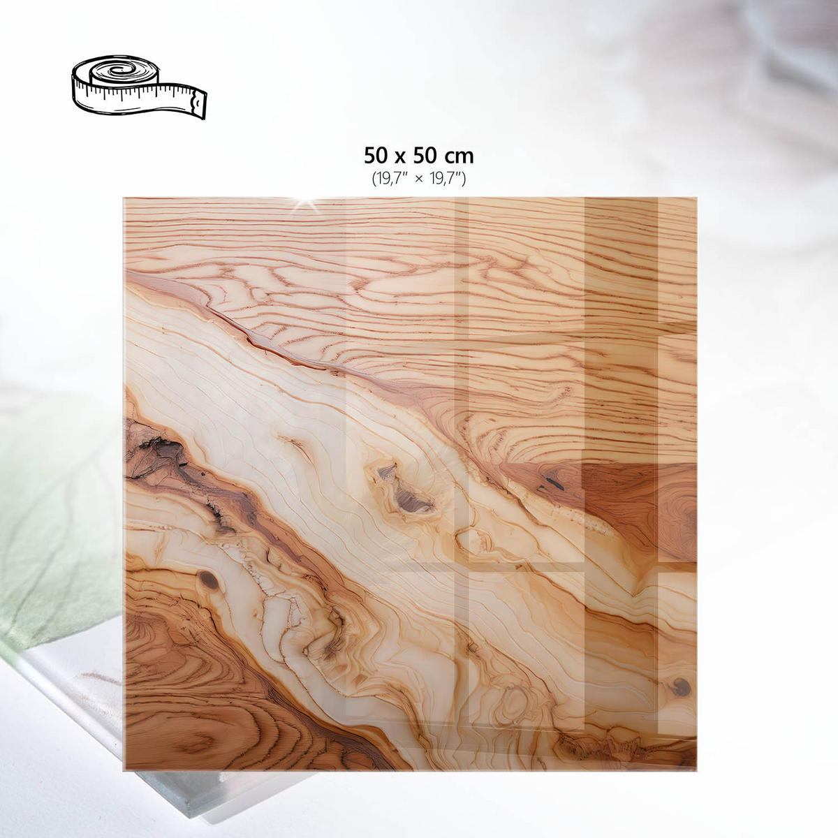 TISCHPLATTE 50x50 cm – Holzringe - Braun, Glas (0.4/50/50cm) - Wallfluent
